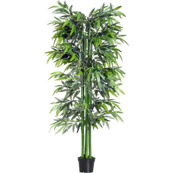 Outsunny Bambou artificiel XXL 1,80H m 1105 feuilles denses réalistes pot inclus noir vert aosom france 844-196 3662970031469
