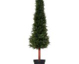 Outsunny Arbre artificiel hauteur 150 cm plante artificiel en pot décoration intérieur extérieur arbre pin plastique pot inclus vert foncé 844-342 3662970078532