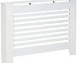 HOMCOM Cache-radiateur couverture de radiateur de chauffage en panneau MDF structure à lattes style élégant et contemporain 112 x 19 x 81 cm blanc 820-107 3662970095690