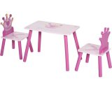 HOMCOM Ensemble table 2 chaises design princesse couronne enfant 3 à 8 ans apparence attrayante mignonne idéal bois pin MDF rose 312-015 3662970073957