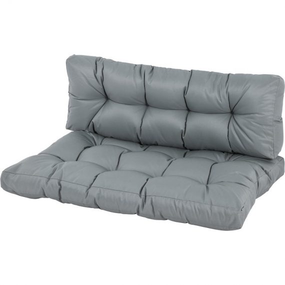 Outsunny Canapé en palettes avec coussin d’assise et de dossier intérieur extérieur 120 x 80 x 12 cm gris foncé 84B-521CG 3662970081419