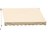 Outsunny Store banne Store balcon manuel rétractable alu. polyester imperméabilisé haute densité 4 x 2,5 m beige   Aosom France 840-151CW 3662970016459