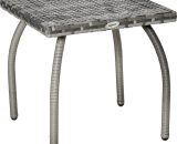 Outsunny Table basse de jardin résine tressée table carré extérieur châssis métal 45 x 45 x 44 cm gris 867-084V01GY 3662970080887