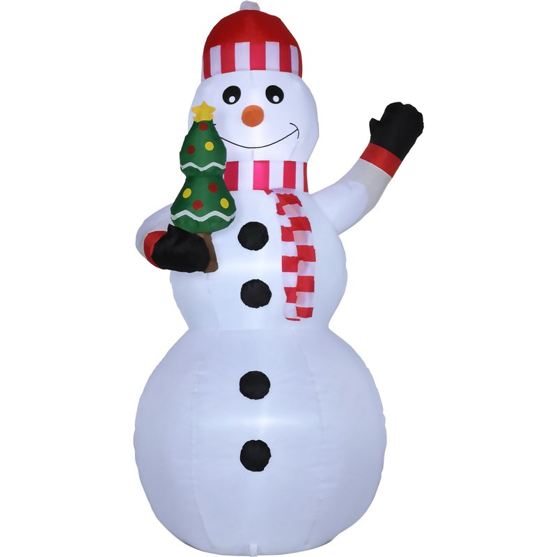 Outsunny Bonhomme de neige gonflable 3 LED hauteur 180 cm avec sapin de Noël polyester imperméable - blanc 844-561V90MX 3662970111925