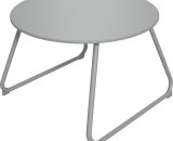 Outsunny Table basse de jardin ronde, table d'appoint extérieur, Ø60 cm, patins antidérapants réglables, métal époxy, gris 84G-311V01CG 3662970149713