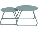 Outsunny Lot de 2 tables basses rondes gigognes empilables de Jardin métal époxy, Table d'Appoint Stable pour extérieur, Bleu 84G-329V00BU 3662970149621