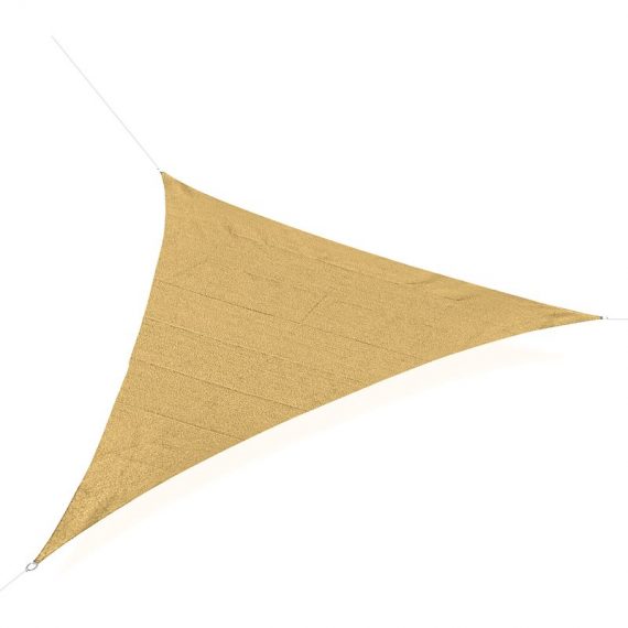 Outsunny Voile d’ombrage triangulaire  5 x 5 x 5 m HDPE 185 g/m² respirant bloque 90 % rayons UV pour jardin terrasse camping sable Aosom France 840-231SD 3662970078495