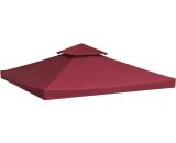 Outsunny Toile de toit de rechange pour pavillon tonnelle tente protection contre le soleil double toit 300 x 300 cm rouge niveux-AOSOM.fr 84C-059 3662970086735