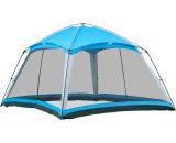 Outsunny Tente de camping familiale - tente dôme 8 personnes avec sac de transport 4 parois en maille - dim. 360L x 360l x 220H cm bleu clair A20-274 3662970105054